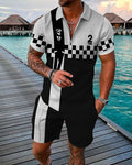 2 Tone Polo Shirt And Shorts Matching Set