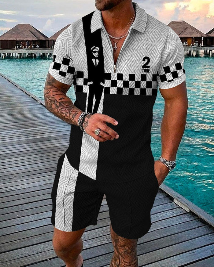 2 Tone Polo Shirt And Shorts Matching Set