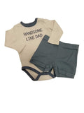 2pc long sleeve handsome like daddy onesie w/shorts