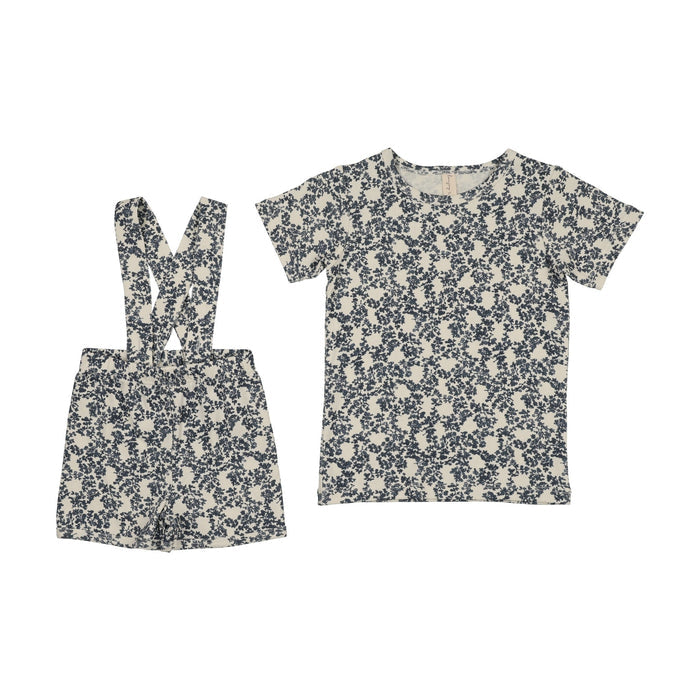 Abstract Vine Short Sleeve Overall Set