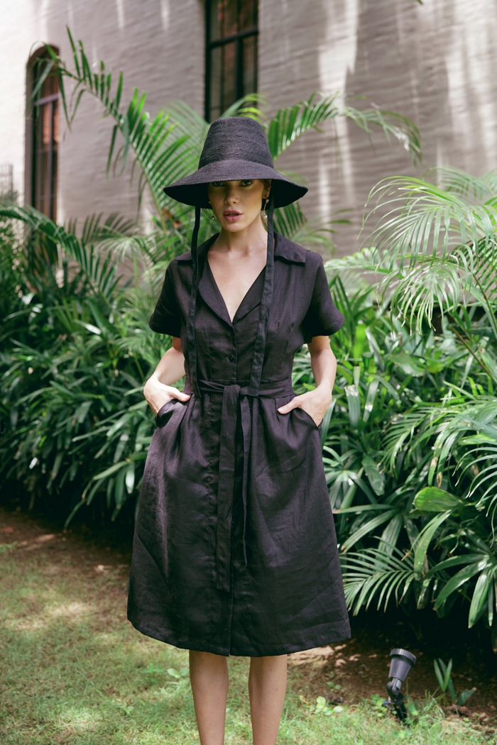 Arya dress in Black Linen