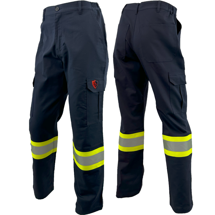 Atlas AR/FR Navy Cargo Pants W/ 4"Yellow/Silver reflective 4054NB