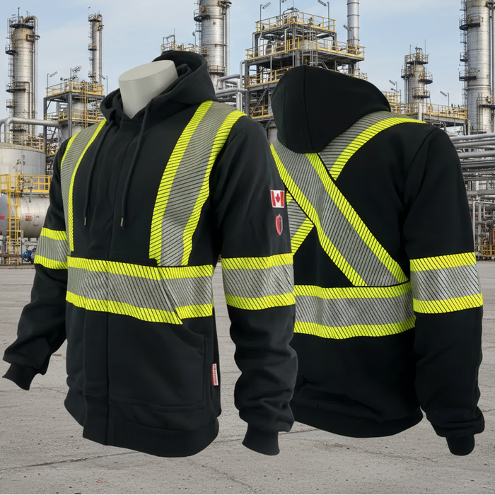 Atlas Black Zip-up FR/AR Hoodies w/ Segmented 4â€ Stripes 402BLK