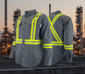 Atlas Guardian Men's Grey FR/AR 2" Stripe Work Shirts 4042GR