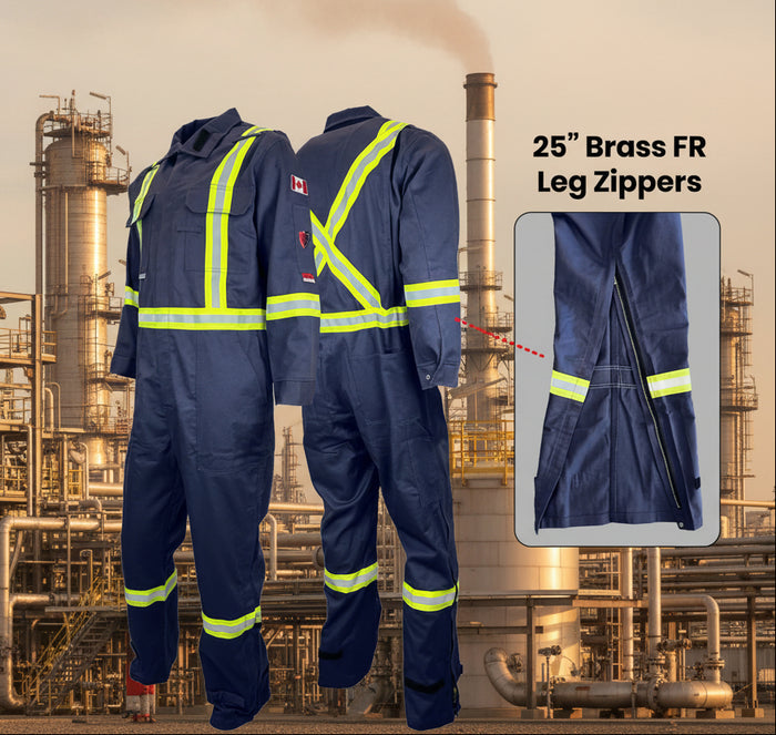 Atlas Guardian Navy AR/FR Mens Coveralls w/ Leg Zippers 1272NB