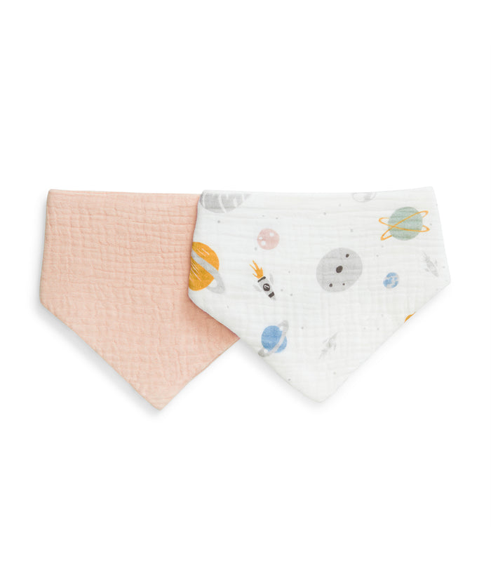 Bib 2 Pack Muslin Blush Rocket