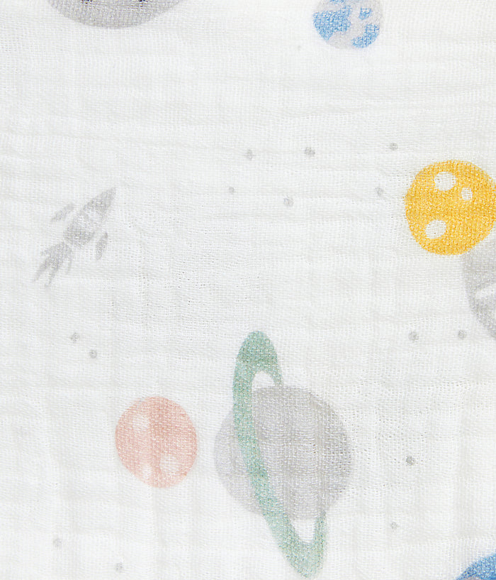 Bib 2 Pack Muslin Storm Blue Rocket