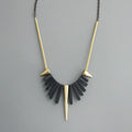 Black Agate and Brass Spike Necklace