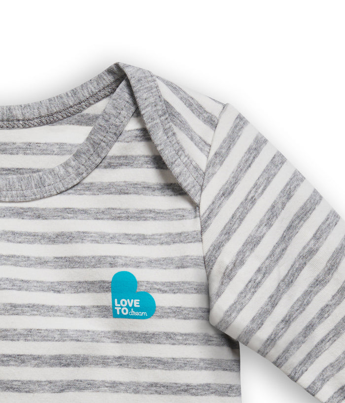 Bodysuit Long Sleeve Cotton Grey Stripe