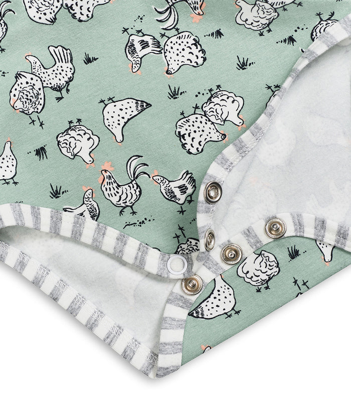 Bodysuit Long Sleeve Cotton Olive Chicken Run