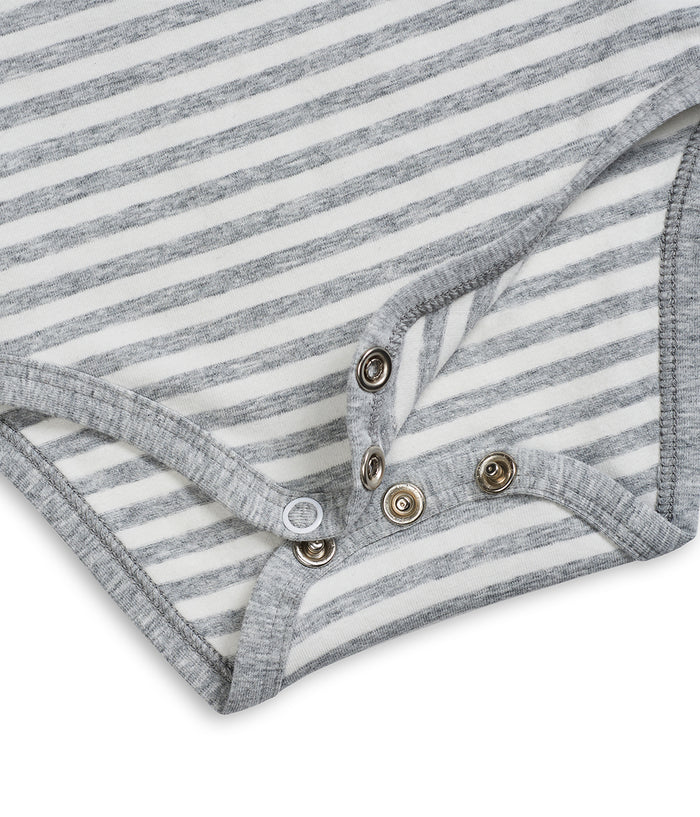 Bodysuit Sleeveless Cotton Grey Stripe