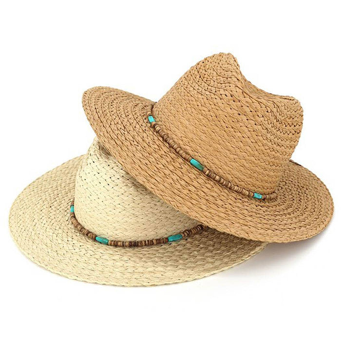 Boho Stone Band Straw Hat: BG