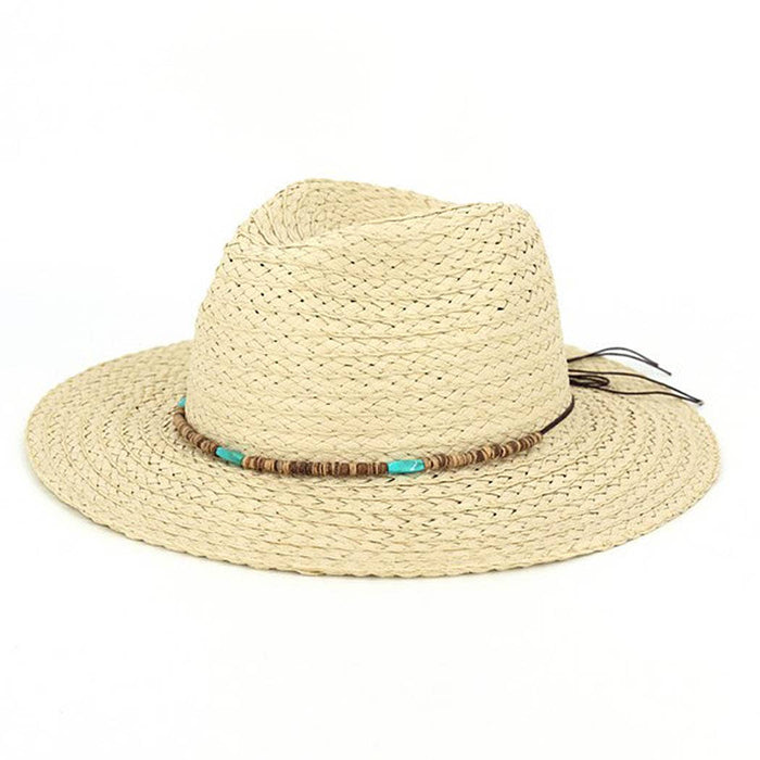 Boho Stone Band Straw Hat: BG