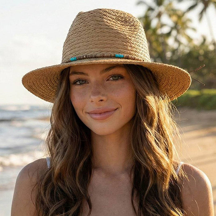 Boho Stone Band Straw Hat: TP