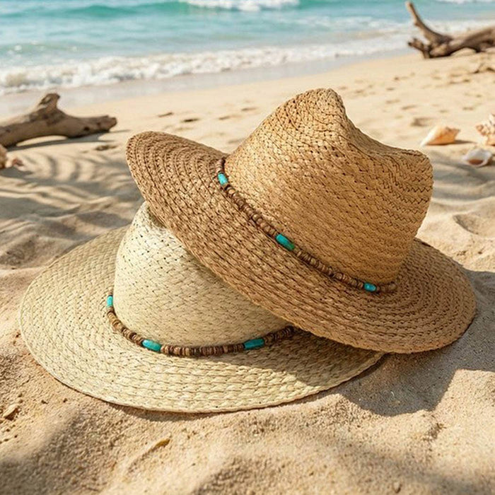 Boho Stone Band Straw Hat: TP