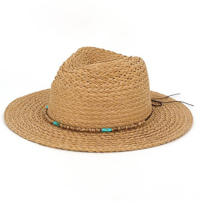 Boho Stone Band Straw Hat: TP