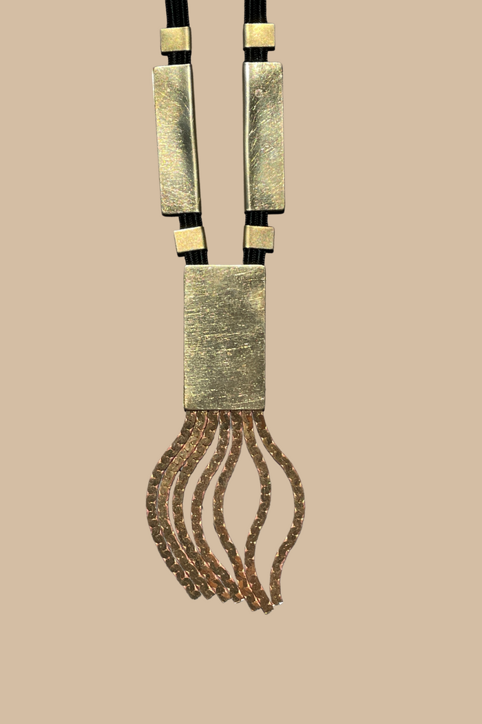 Brass Fringe Statement Necklace