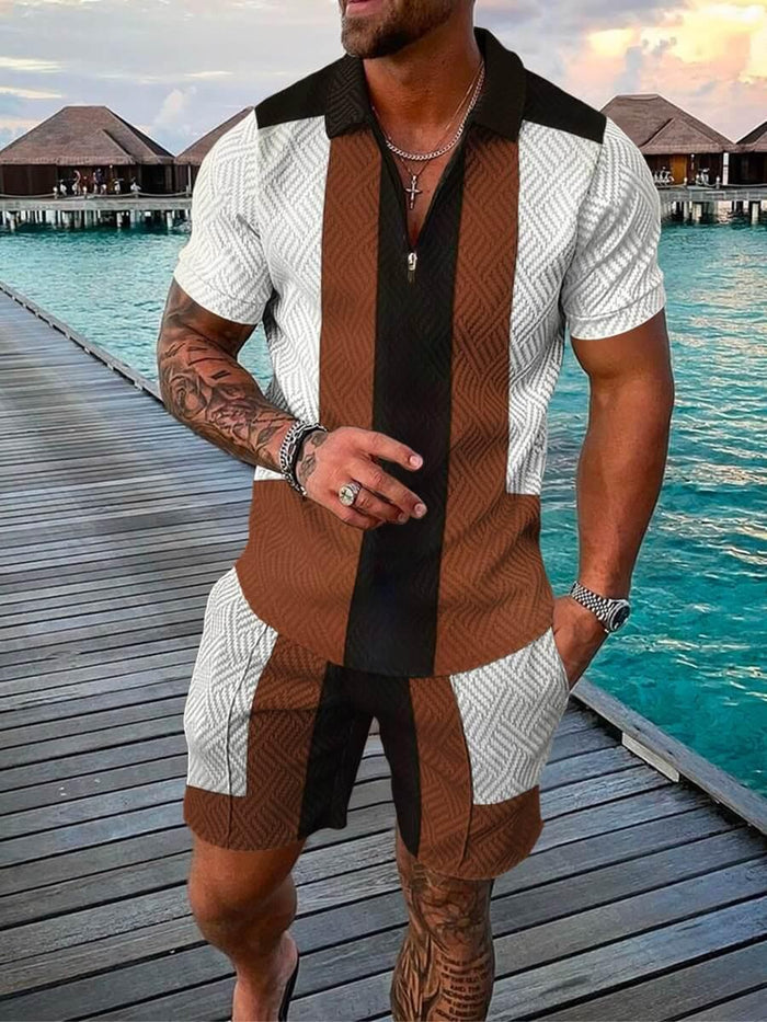Brown Bear Polo Shirt And Shorts Matching Set