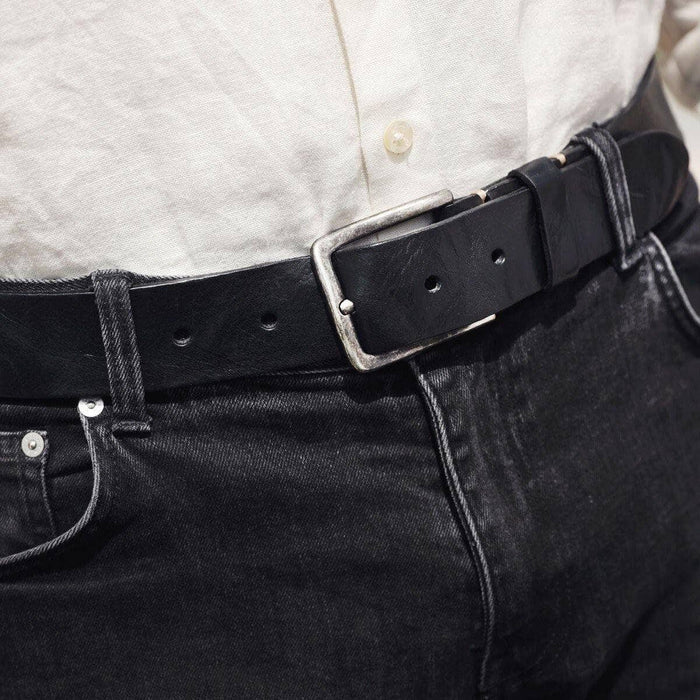 Brown Silver Buckle Classic Casual Rugged Leather Belt