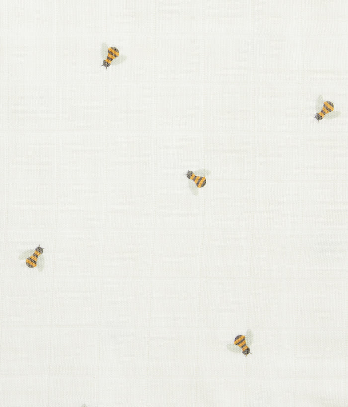 Burp Cloth 2 Pack Muslin Cream Bees