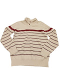 button closure cowl neck striped sweater