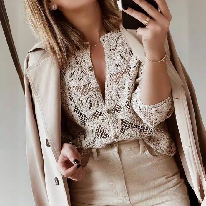 Button Front Crochet Top