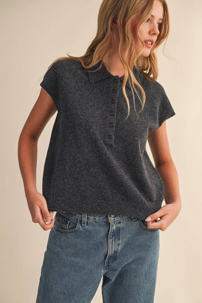Cap Sleeve Sweater CHARCOAL