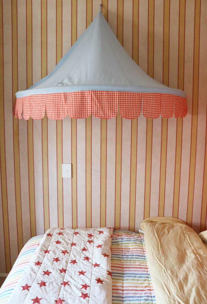 Carnival Wall Canopy Sky & Tomato Gingham