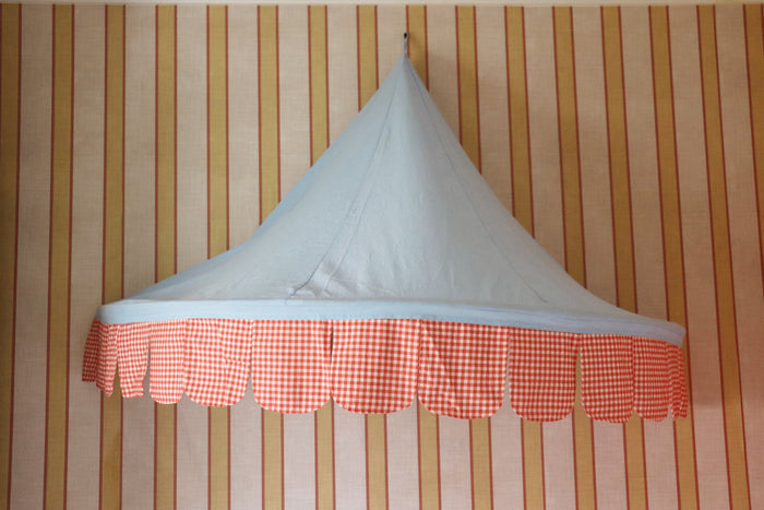 Carnival Wall Canopy Sky & Tomato Gingham