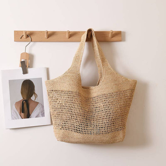 Casual Woven Tote for Everyday Outing: CAMEL / One Size