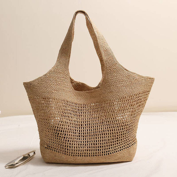Casual Woven Tote for Everyday Outing: CAMEL / One Size