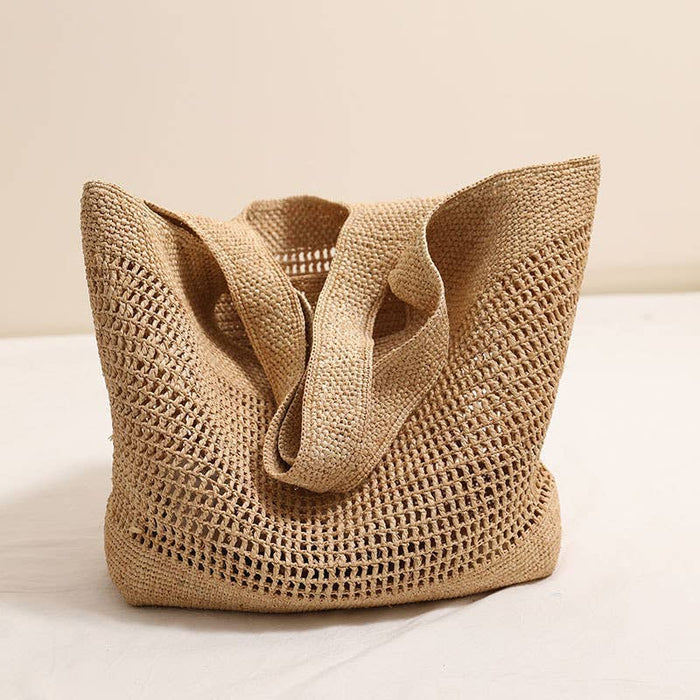 Casual Woven Tote for Everyday Outing: CAMEL / One Size