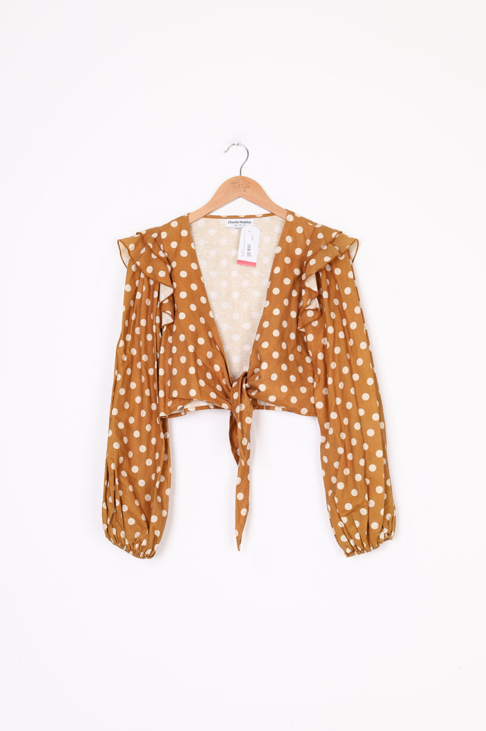 Charlie Holiday Womens Brown Top Size 8