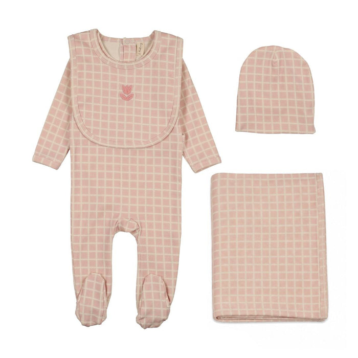 Checkered Embroidered Layette Set