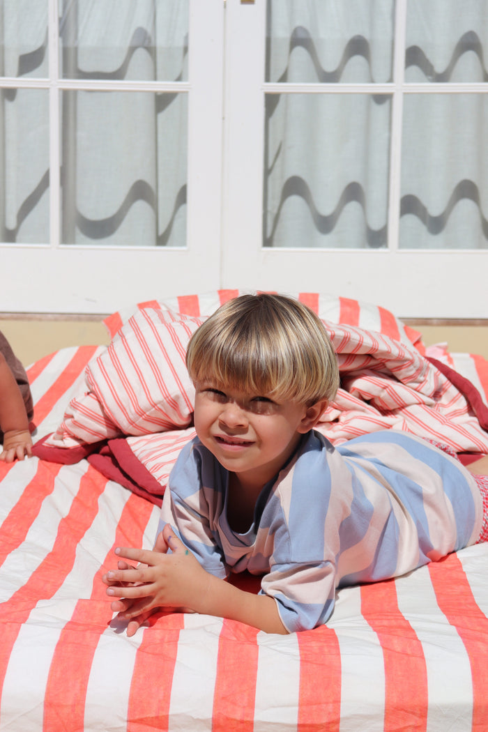 Cherry Stripe Fitted Sheet Set