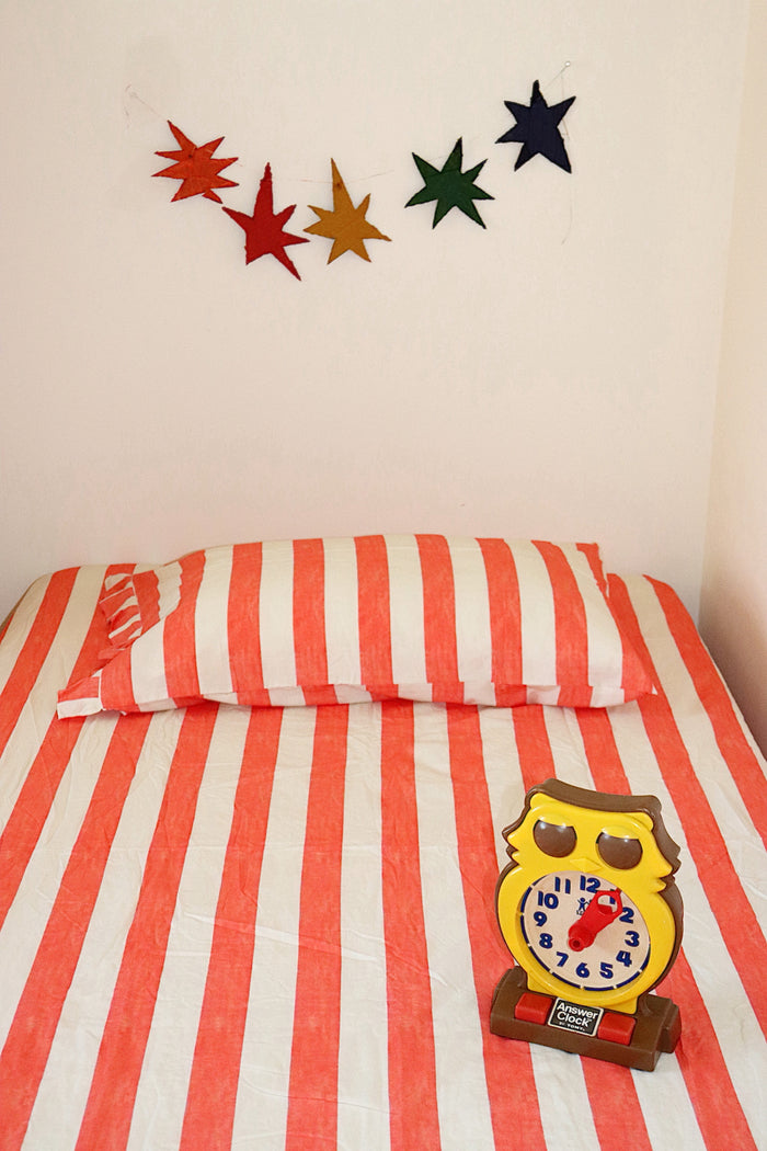 Cherry Stripe Fitted Sheet Set