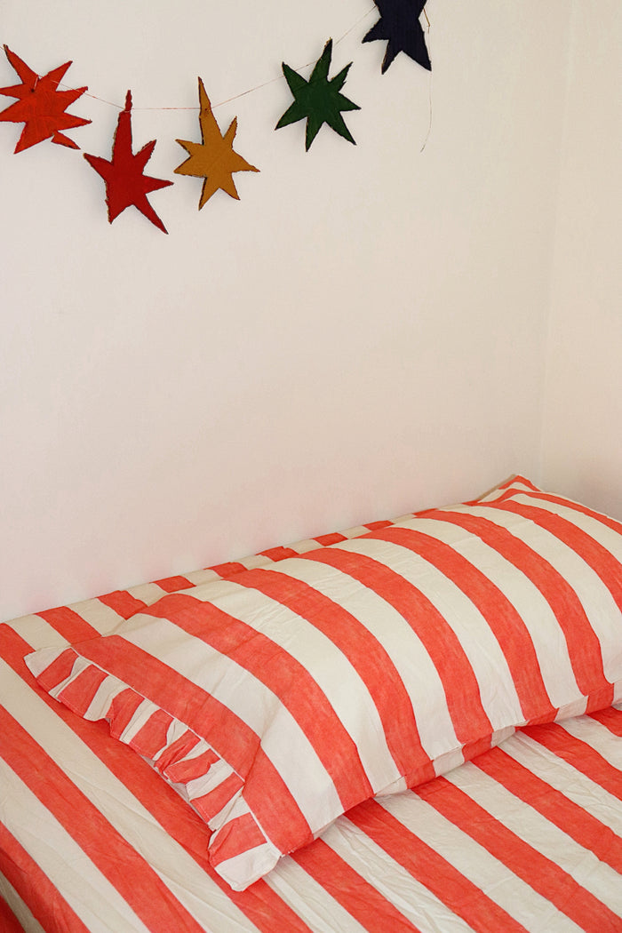Cherry Stripe Fitted Sheet Set