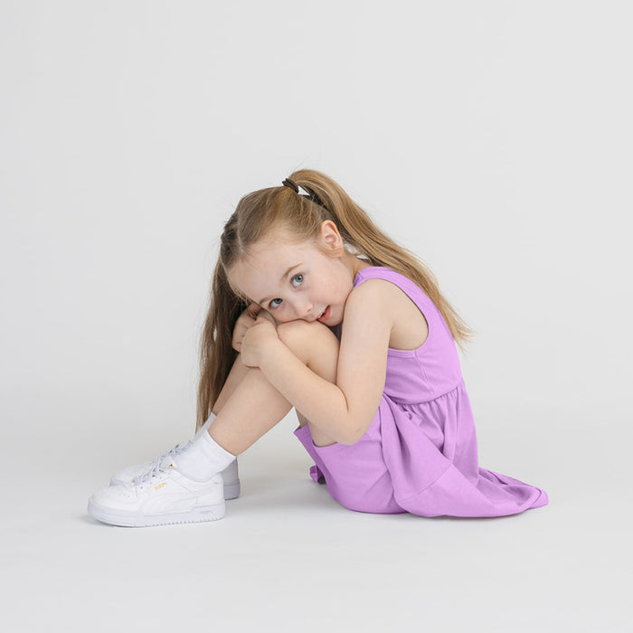 Cloud Cartwheel Shorts - 100% GOTS-Certified Organic Cotton Shorts - Lilac - Made in Canada - Toddlers and Kids - mini mioche
