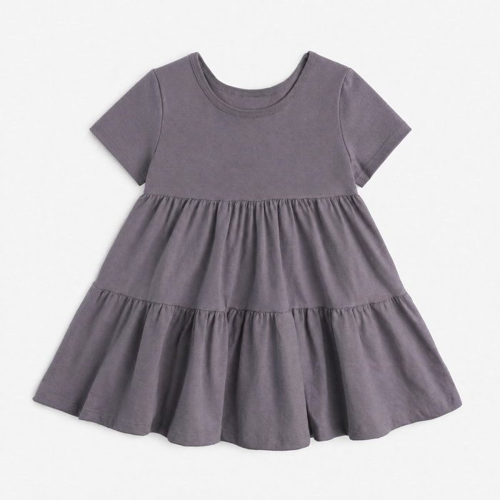 Cloud Cascade Dress - 100% GOTS Certified Organic Cotton Dress - Vintage Plum - Kids and Toddlers - Made in Canada - mini mioche