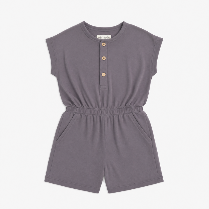 Cloud Coastal Romper - 100% GOTS Certified Organic Cotton Romper - Vintage Plum - Kids - Made in Canada - mini mioche