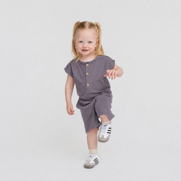 Cloud Coastal Romper - 100% GOTS Certified Organic Cotton Romper - Vintage Plum - Kids - Made in Canada - mini mioche
