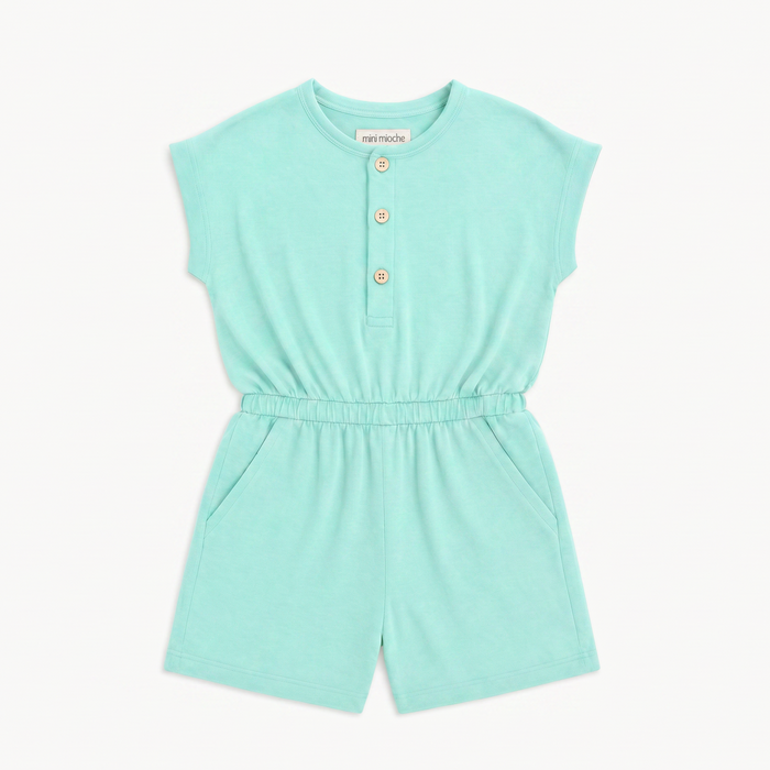 Cloud Coastal Romper - 100% GOTS Certified Organic Cotton Romper - Mint - Kids - Made in Canada - mini mioche