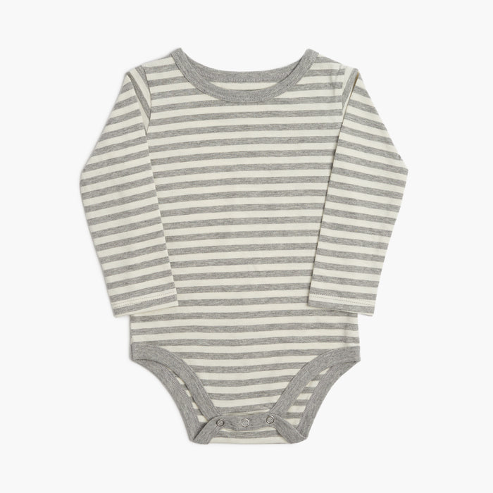 Heather Grey Stripe / 0-3 months