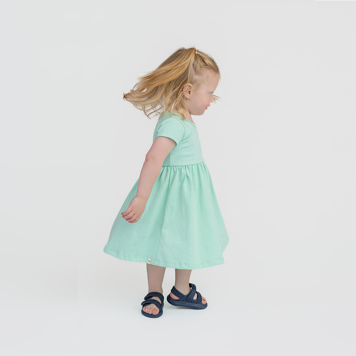 Cloud Cascade Dress - 100% GOTS Certified Organic Cotton Dress - Mint - Kids and Toddlers - Made in Canada - mini mioche
