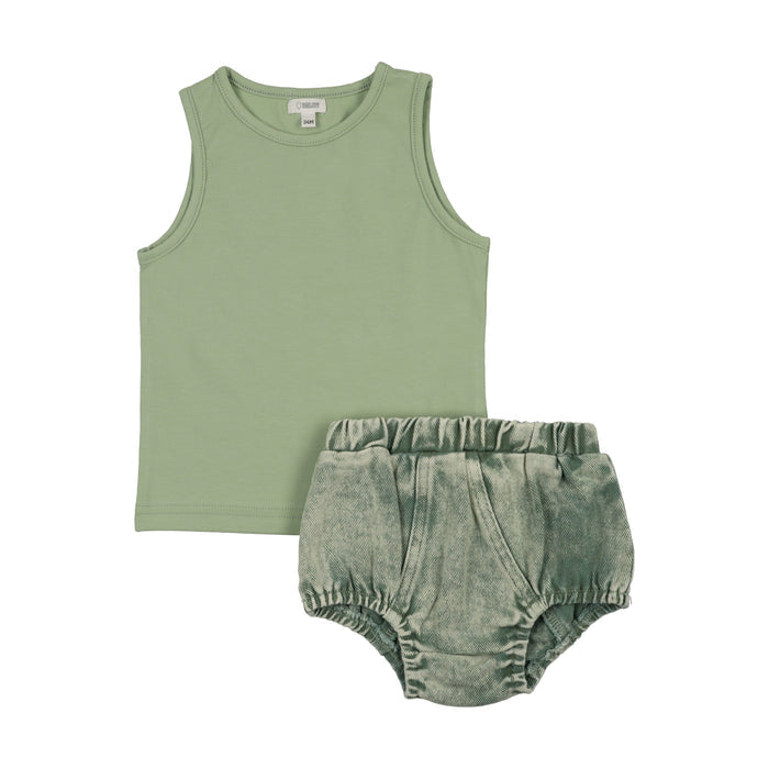 Colored Jean Tank + Bloomers Set
