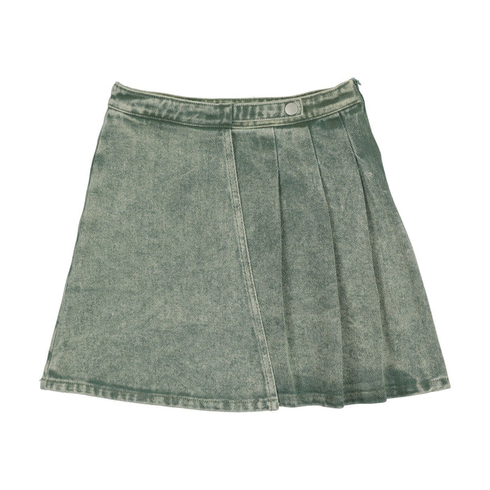 Colored Jean Wrap Pleat Skirt