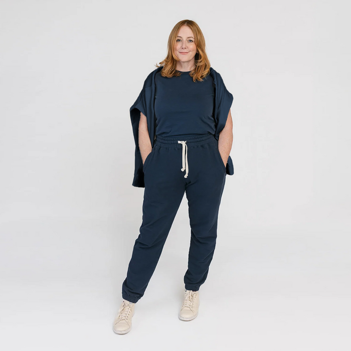 Cozy Joggers - 100% GOTS Certified Organic Cotton Sweatpants - Navy - Teens and Adults - Men and Women - Made in Canada - mini mioche
