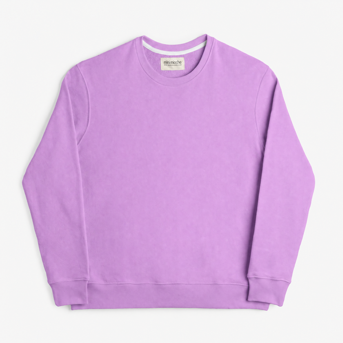 Organic Cotton Adult French Terry Crew Neck Sweatshirt - Cozy Pullover - Lilac - Sweatshirt Made in Canada - mini mioche