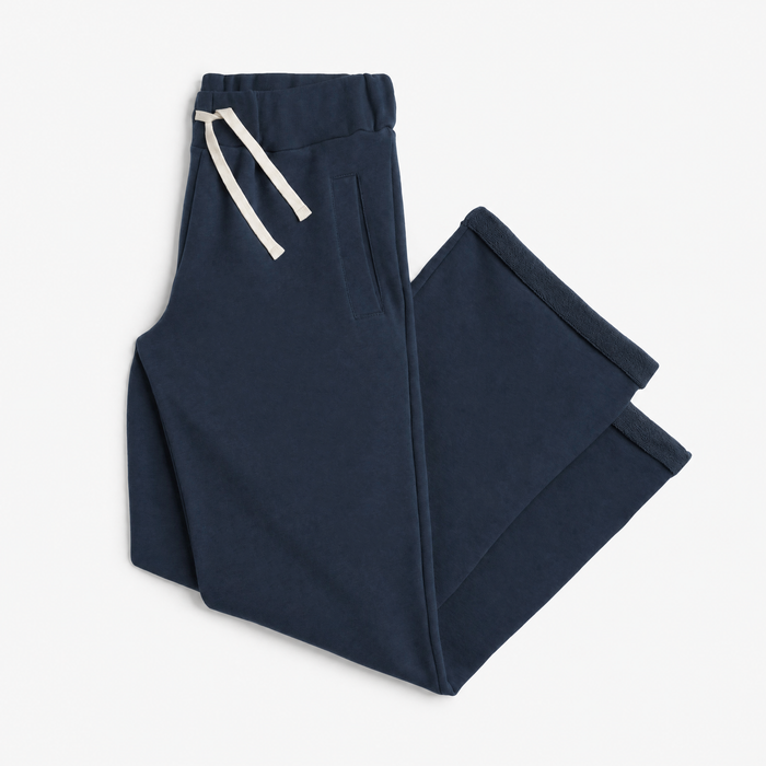 Cozy Wide Leg Sweatpants - 100% GOTS Certified Organic Cotton Shorts - Navy - Teens and Adults - Men and Women - Made in Canada - mini mioche
