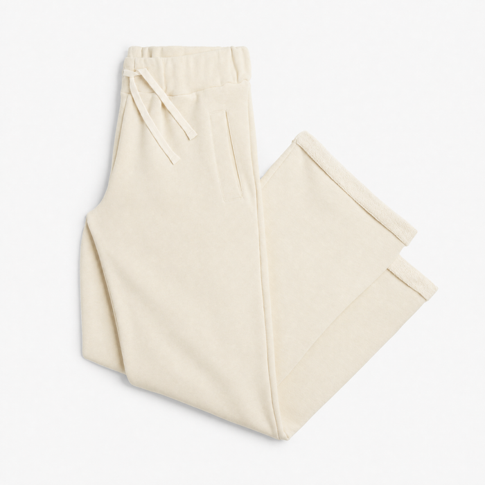 Cozy Wide Leg Sweatpants - 100% GOTS Certified Organic Cotton Shorts - Natural - Teens and Adults - Men and Women - Made in Canada - mini mioche